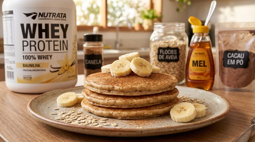 Panqueca Proteica: 7 Receitas Fáceis com Banana, Aveia e Whey 2 receita de panqueca proteinca com whey