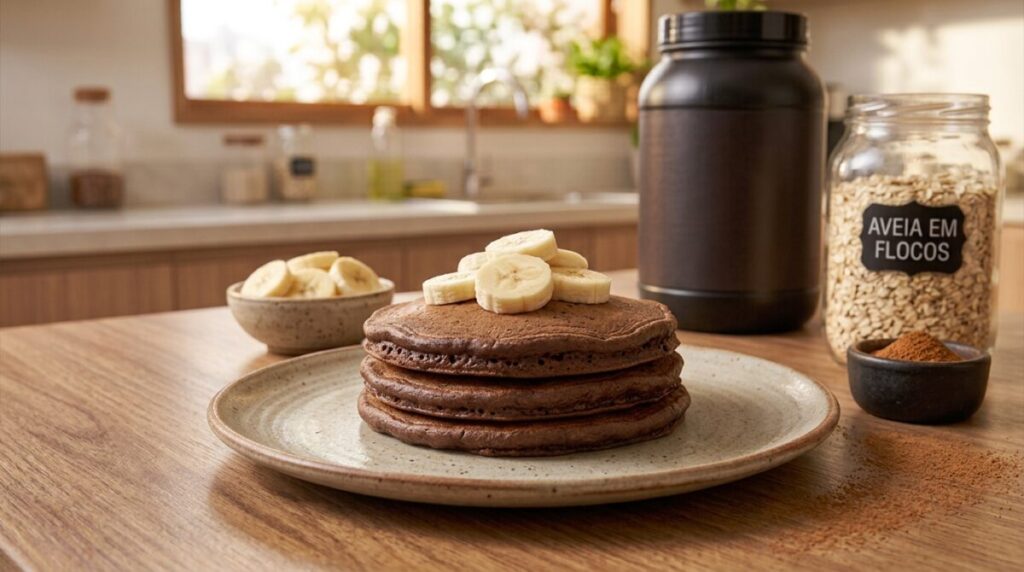 Panqueca Proteica: 7 Receitas Fáceis com Banana, Aveia e Whey 4 Panqueca Proteica de Chocolate com Whey